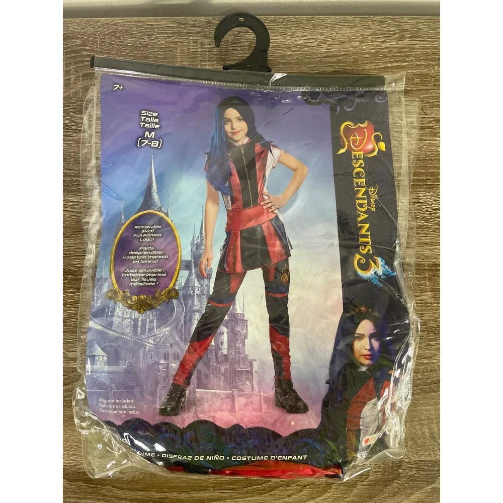 Disney Descendants Evie Costume Girls M 7/8 Jumpsuit Skirt Halloween Dress Up